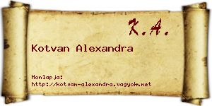 Kotvan Alexandra névjegykártya